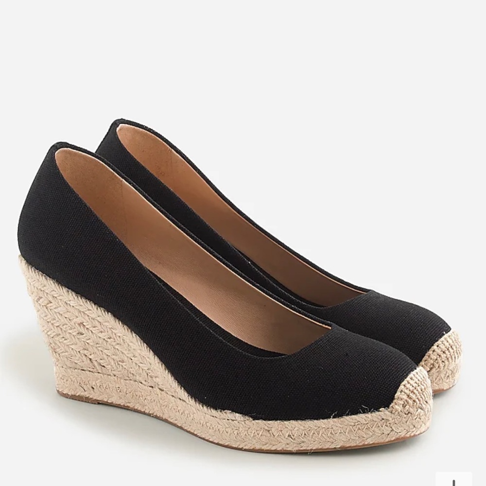 NEW Seville Black espadrille wedges in canvas size 11